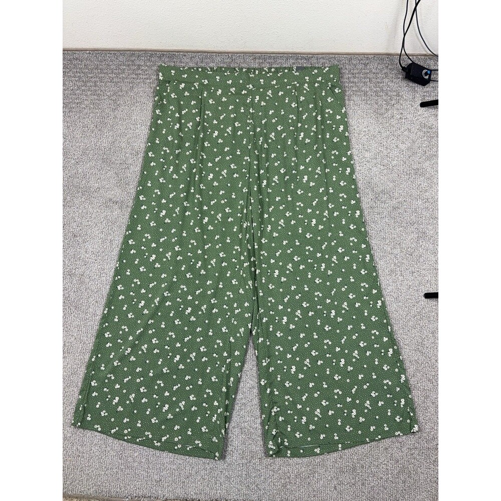 Torrid Pants Womens 5X Tall Green Floral Wide Leg Pull On Pockets Casual Boho